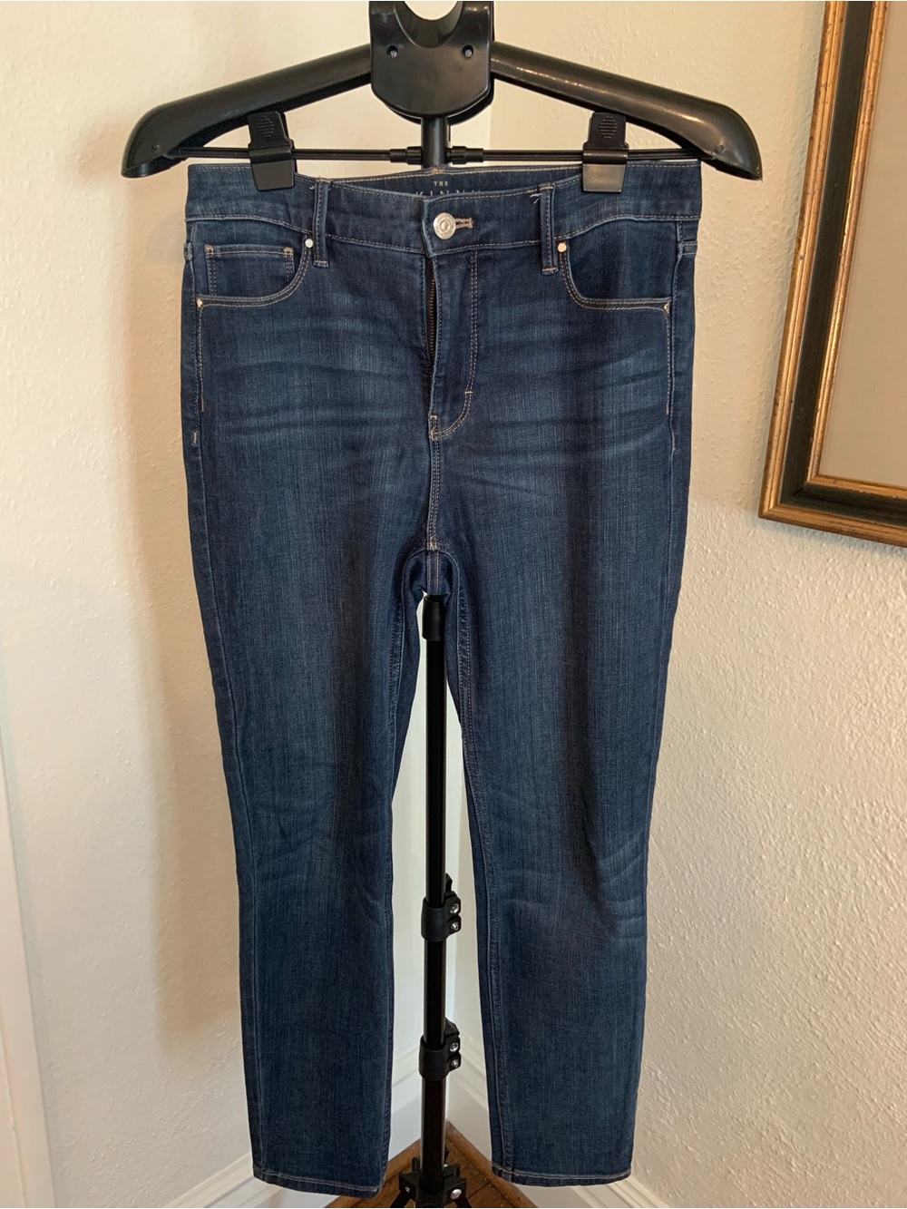 Express Dark Blue Women’s Stretch Skinny Crop Jeans